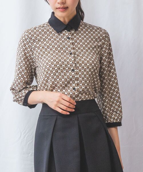NARACAMICIE / ナラカミーチェ シャツ・ブラウス | 【NARACAMICIE】幾何柄七分袖シャツ | 詳細1