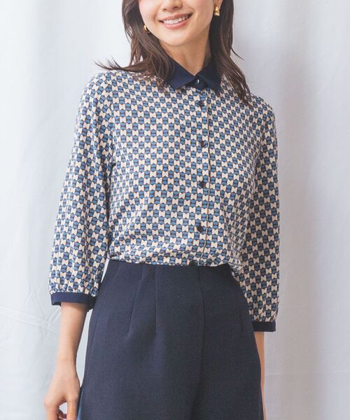 NARACAMICIE / ナラカミーチェ シャツ・ブラウス | 【NARACAMICIE】幾何柄七分袖シャツ | 詳細12