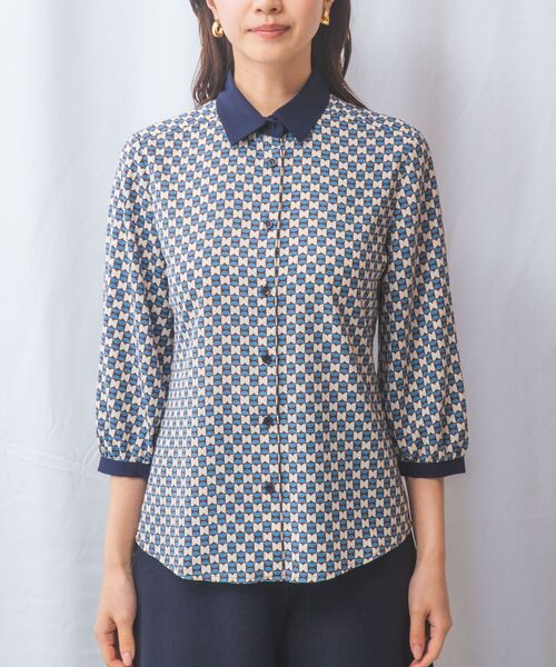 NARACAMICIE / ナラカミーチェ シャツ・ブラウス | 【NARACAMICIE】幾何柄七分袖シャツ | 詳細13