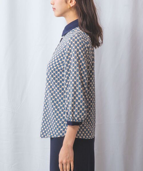 NARACAMICIE / ナラカミーチェ シャツ・ブラウス | 【NARACAMICIE】幾何柄七分袖シャツ | 詳細14
