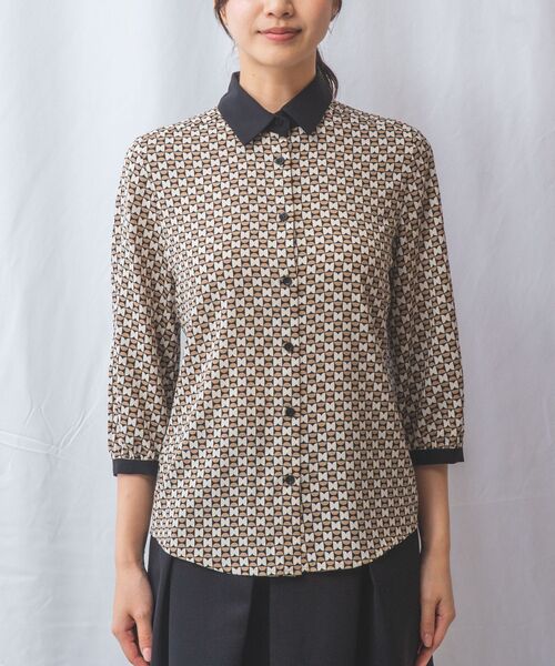 NARACAMICIE / ナラカミーチェ シャツ・ブラウス | 【NARACAMICIE】幾何柄七分袖シャツ | 詳細2