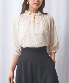 NARACAMICIE / ナラカミーチェ シャツ・ブラウス | 【NARACAMICIE】カットジャガードドロストネック七分袖ブラウス