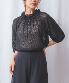 NARACAMICIE / ナラカミーチェ シャツ・ブラウス | 【NARACAMICIE】カットジャガードドロストネック七分袖ブラウス