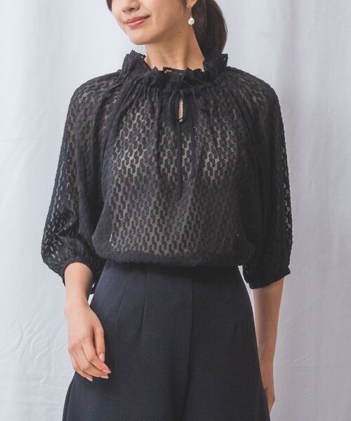 NARACAMICIE / ナラカミーチェ シャツ・ブラウス | 【NARACAMICIE】カットジャガードドロストネック七分袖ブラウス | 詳細13