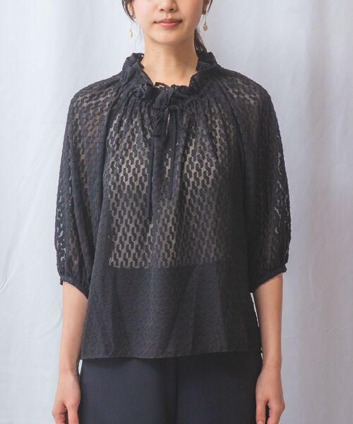 NARACAMICIE / ナラカミーチェ シャツ・ブラウス | 【NARACAMICIE】カットジャガードドロストネック七分袖ブラウス | 詳細14
