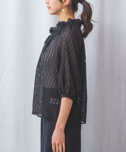 NARACAMICIE / ナラカミーチェ シャツ・ブラウス | 【NARACAMICIE】カットジャガードドロストネック七分袖ブラウス | 詳細15