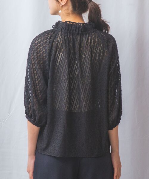 NARACAMICIE / ナラカミーチェ シャツ・ブラウス | 【NARACAMICIE】カットジャガードドロストネック七分袖ブラウス | 詳細16