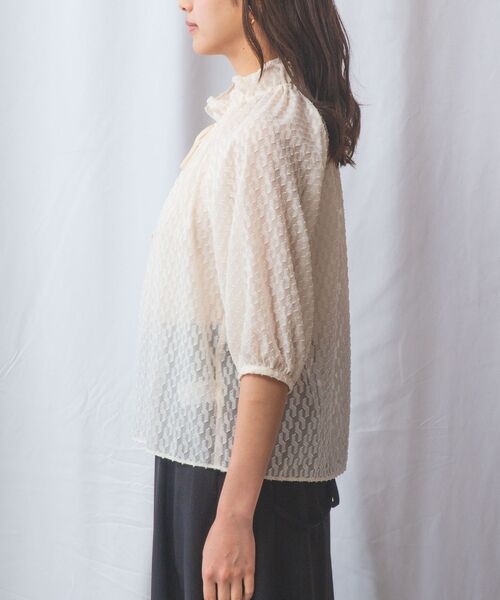 NARACAMICIE / ナラカミーチェ シャツ・ブラウス | 【NARACAMICIE】カットジャガードドロストネック七分袖ブラウス | 詳細3