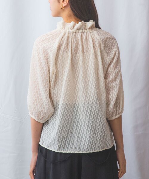 NARACAMICIE / ナラカミーチェ シャツ・ブラウス | 【NARACAMICIE】カットジャガードドロストネック七分袖ブラウス | 詳細4
