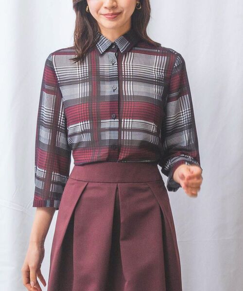 NARACAMICIE / ナラカミーチェ シャツ・ブラウス | 【NARACAMICIE】ビッググレンチェック七分袖シャツ | 詳細1