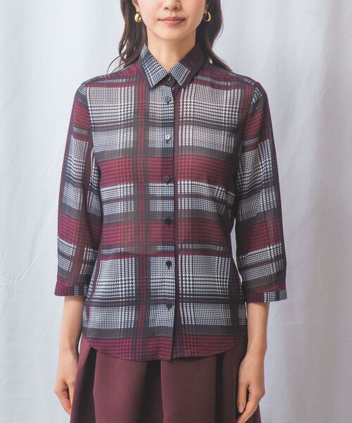 【NARACAMICIE】ビッググレンチェック七分袖シャツ NARACAMICIE】ビッググレンチェック七分袖シャツ （シャツ