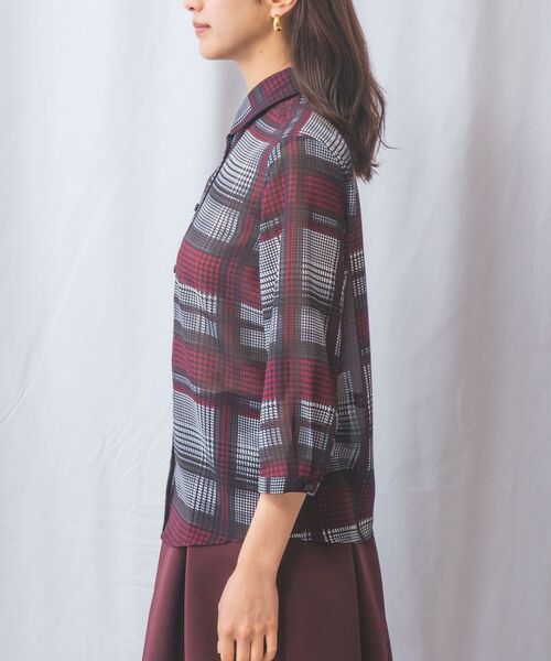 NARACAMICIE / ナラカミーチェ シャツ・ブラウス | 【NARACAMICIE】ビッググレンチェック七分袖シャツ | 詳細3