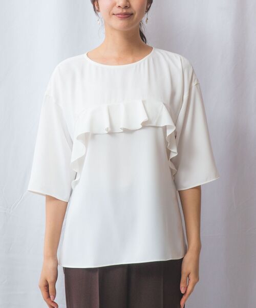 NARACAMICIE / ナラカミーチェ シャツ・ブラウス | 【NARACAMICIE】ジョーゼットフロントフリル七分袖プルオーバー | 詳細2