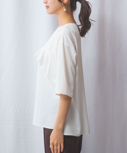 NARACAMICIE / ナラカミーチェ シャツ・ブラウス | 【NARACAMICIE】ジョーゼットフロントフリル七分袖プルオーバー | 詳細3