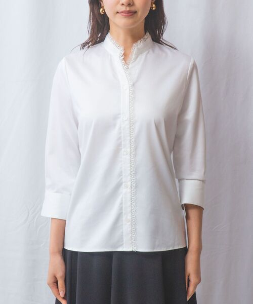 NARACAMICIE / ナラカミーチェ シャツ・ブラウス | 【NARACAMICIE】ツイルピコレース七分袖シャツ | 詳細2