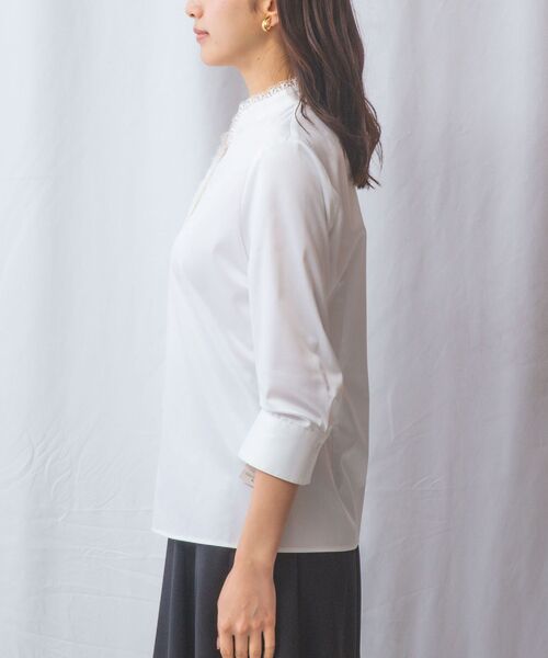 NARACAMICIE / ナラカミーチェ シャツ・ブラウス | 【NARACAMICIE】ツイルピコレース七分袖シャツ | 詳細3