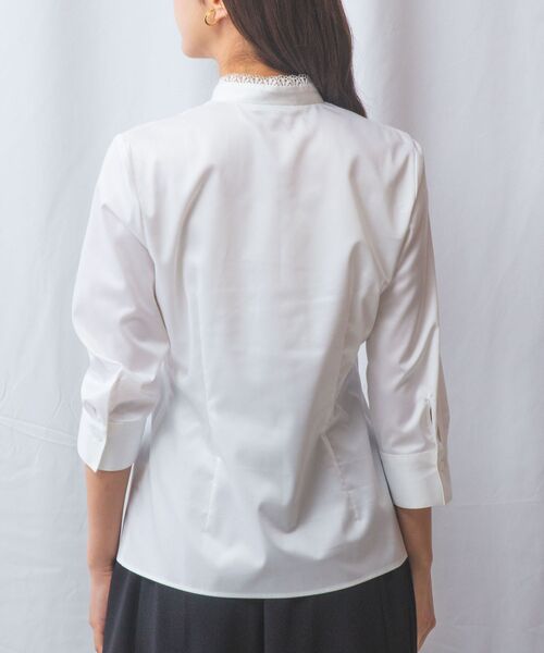 NARACAMICIE / ナラカミーチェ シャツ・ブラウス | 【NARACAMICIE】ツイルピコレース七分袖シャツ | 詳細4