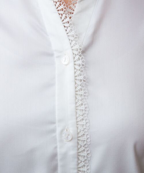 NARACAMICIE / ナラカミーチェ シャツ・ブラウス | 【NARACAMICIE】ツイルピコレース七分袖シャツ | 詳細9