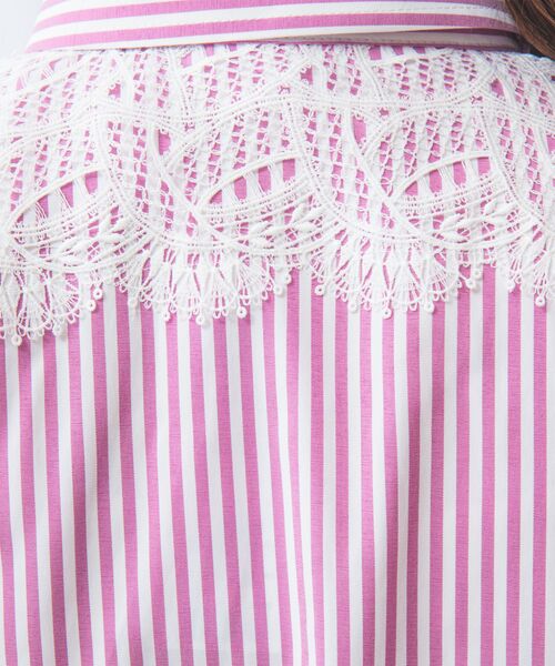 NARACAMICIE / ナラカミーチェ シャツ・ブラウス | 【NARACAMICIE】ストレッチストライプ肩レース七分袖シャツ | 詳細10