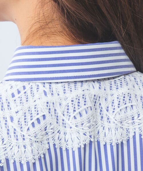NARACAMICIE / ナラカミーチェ シャツ・ブラウス | 【NARACAMICIE】ストレッチストライプ肩レース七分袖シャツ | 詳細18