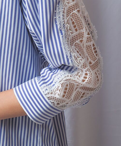 NARACAMICIE / ナラカミーチェ シャツ・ブラウス | 【NARACAMICIE】ストレッチストライプ肩レース七分袖シャツ | 詳細19