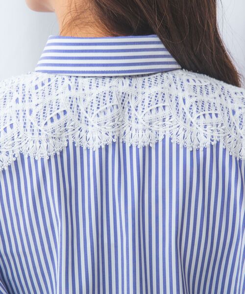 NARACAMICIE / ナラカミーチェ シャツ・ブラウス | 【NARACAMICIE】ストレッチストライプ肩レース七分袖シャツ | 詳細22