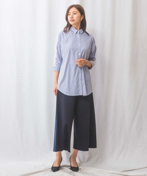 NARACAMICIE / ナラカミーチェ シャツ・ブラウス | 【NARACAMICIE】ストレッチストライプ肩レース七分袖シャツ | 詳細25