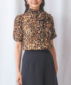 NARACAMICIE / ナラカミーチェ シャツ・ブラウス | 【NARACAMICIE】ヒョウ柄ボウタイ半袖ブラウス