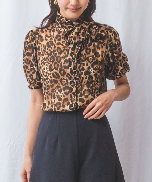 NARACAMICIE / ナラカミーチェ シャツ・ブラウス | 【NARACAMICIE】ヒョウ柄ボウタイ半袖ブラウス | 詳細12