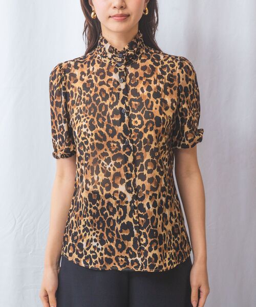 NARACAMICIE / ナラカミーチェ シャツ・ブラウス | 【NARACAMICIE】ヒョウ柄ボウタイ半袖ブラウス | 詳細13