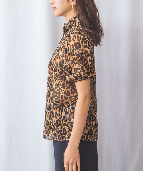 NARACAMICIE / ナラカミーチェ シャツ・ブラウス | 【NARACAMICIE】ヒョウ柄ボウタイ半袖ブラウス | 詳細14