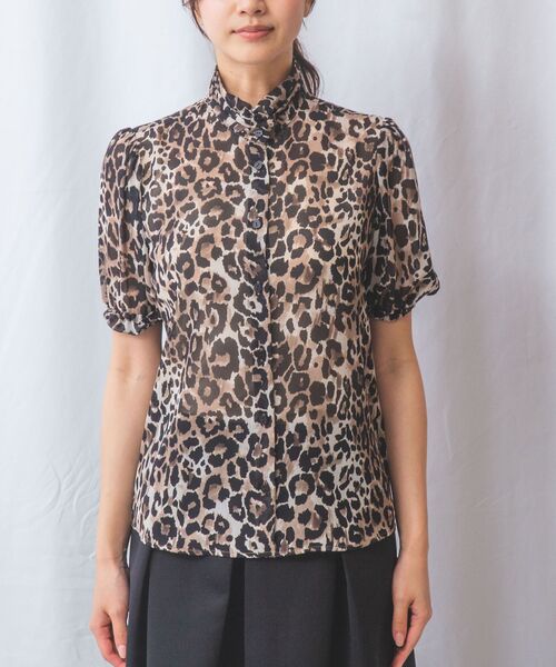 NARACAMICIE / ナラカミーチェ シャツ・ブラウス | 【NARACAMICIE】ヒョウ柄ボウタイ半袖ブラウス | 詳細2