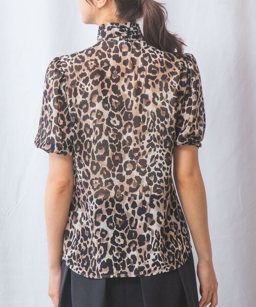 NARACAMICIE / ナラカミーチェ シャツ・ブラウス | 【NARACAMICIE】ヒョウ柄ボウタイ半袖ブラウス | 詳細4