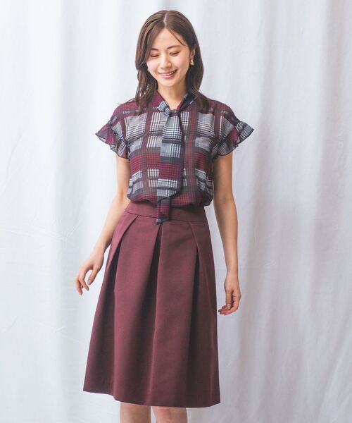 NARACAMICIE / ナラカミーチェ シャツ・ブラウス | 【NARACAMICIE】ビッググレンチェックボウタイ半袖ブラウス | 詳細12