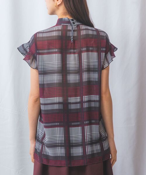 NARACAMICIE / ナラカミーチェ シャツ・ブラウス | 【NARACAMICIE】ビッググレンチェックボウタイ半袖ブラウス | 詳細4