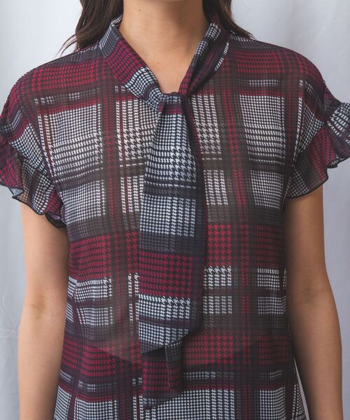 NARACAMICIE / ナラカミーチェ シャツ・ブラウス | 【NARACAMICIE】ビッググレンチェックボウタイ半袖ブラウス | 詳細8