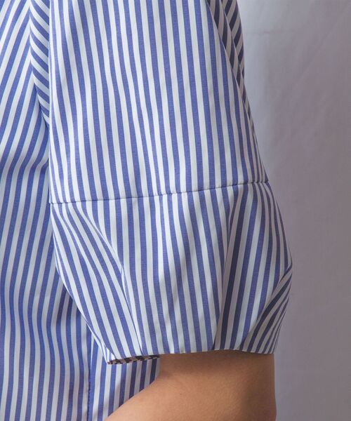 NARACAMICIE / ナラカミーチェ シャツ・ブラウス | 【NARACAMICIE】ストレッチストライプフロントデザインタック半袖ブラウス | 詳細19
