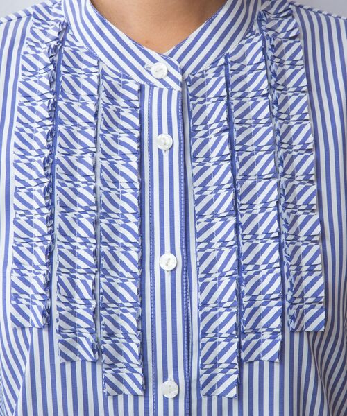 NARACAMICIE / ナラカミーチェ シャツ・ブラウス | 【NARACAMICIE】ストレッチストライプフロントデザインタック半袖ブラウス | 詳細21