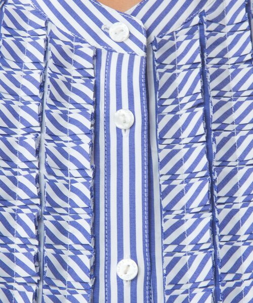 NARACAMICIE / ナラカミーチェ シャツ・ブラウス | 【NARACAMICIE】ストレッチストライプフロントデザインタック半袖ブラウス | 詳細22