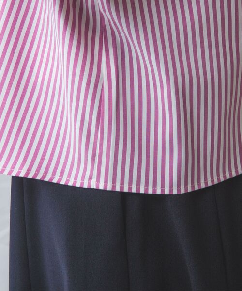 NARACAMICIE / ナラカミーチェ シャツ・ブラウス | 【NARACAMICIE】ストレッチストライプフロントデザインタック半袖ブラウス | 詳細8