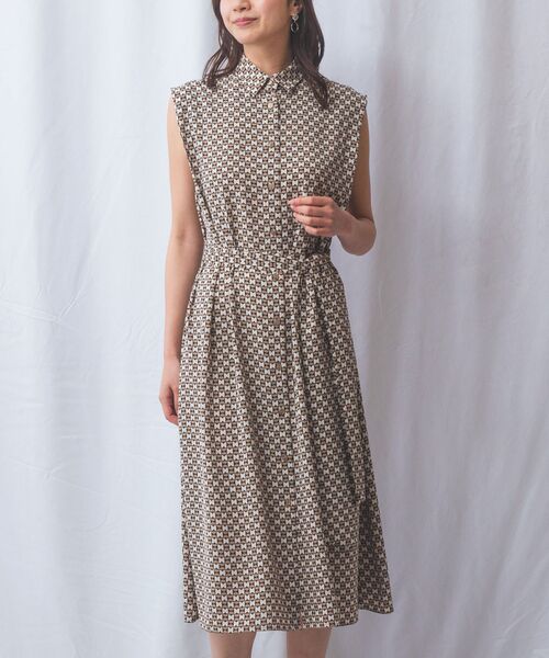 NARACAMICIE / ナラカミーチェ ロング・マキシ丈ワンピース | 【NARACAMICIE】幾何柄ノースリワンピース | 詳細1
