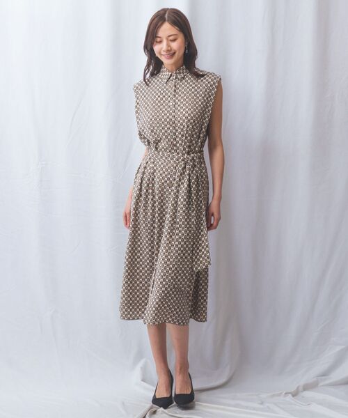 NARACAMICIE / ナラカミーチェ ロング・マキシ丈ワンピース | 【NARACAMICIE】幾何柄ノースリワンピース | 詳細11