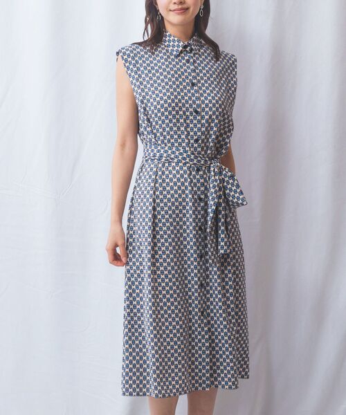 NARACAMICIE / ナラカミーチェ ロング・マキシ丈ワンピース | 【NARACAMICIE】幾何柄ノースリワンピース | 詳細12