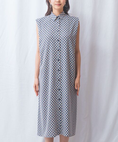 NARACAMICIE / ナラカミーチェ ロング・マキシ丈ワンピース | 【NARACAMICIE】幾何柄ノースリワンピース | 詳細13