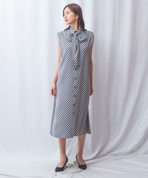 NARACAMICIE / ナラカミーチェ ロング・マキシ丈ワンピース | 【NARACAMICIE】幾何柄ノースリワンピース | 詳細20