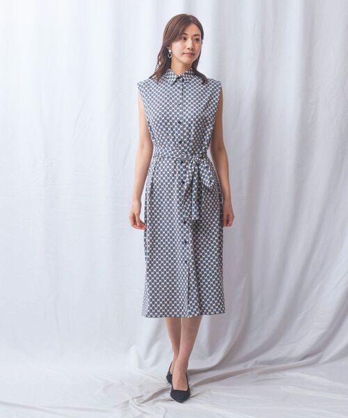 NARACAMICIE / ナラカミーチェ ロング・マキシ丈ワンピース | 【NARACAMICIE】幾何柄ノースリワンピース | 詳細21
