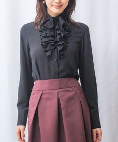 NARACAMICIE / ナラカミーチェ シャツ・ブラウス | 【NARACAMICIE】無地ジョーゼットフリル長袖ブラウス