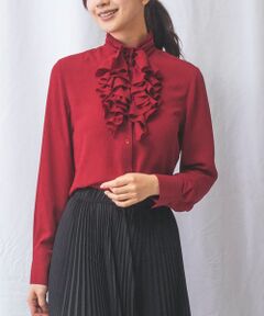 NARACAMICIE / ナラカミーチェ シャツ・ブラウス | 【NARACAMICIE】無地ジョーゼットフリル長袖ブラウス