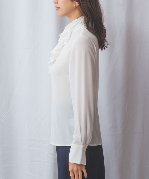 NARACAMICIE / ナラカミーチェ シャツ・ブラウス | 【NARACAMICIE】無地ジョーゼットフリル長袖ブラウスホワイト | 詳細3