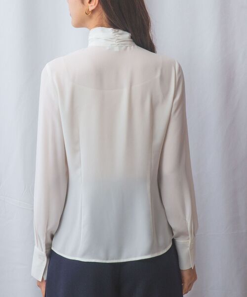 NARACAMICIE / ナラカミーチェ シャツ・ブラウス | 【NARACAMICIE】無地ジョーゼットフリル長袖ブラウスホワイト | 詳細4